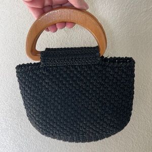 Crotchet mini bag with wood handle